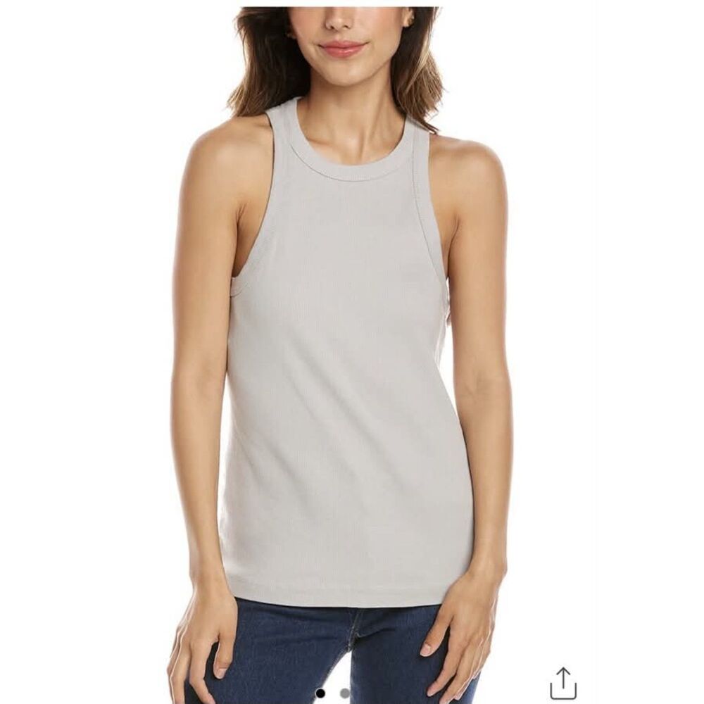 James Perse Gray Ribbed Cutaway Tank, size 1